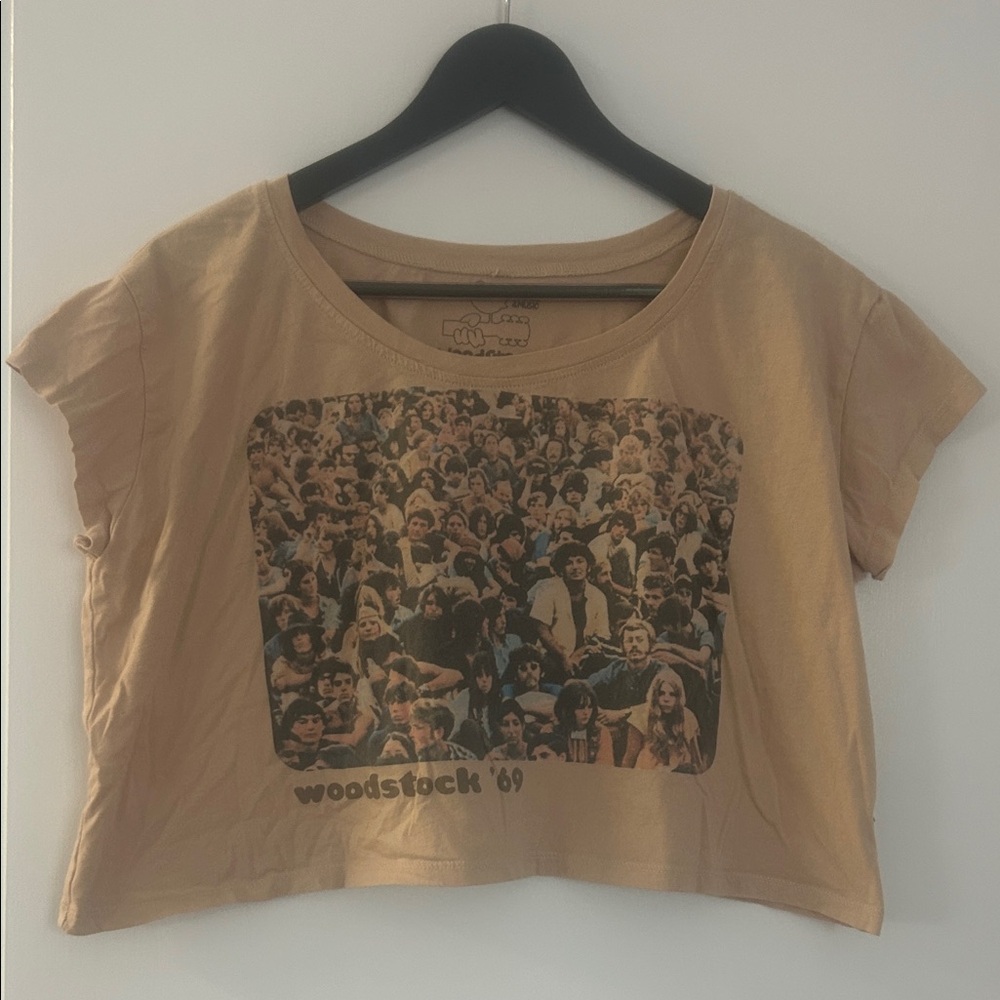 Woodstock '69 Tan Graphic Crop Top